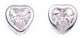 Silver stud earrings Clear zirconium High polish Sterling Silver Heart inset jewel