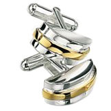 Silver cufflinks High polish Sterling Silver Rectangle hemisphere gold plated