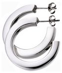 Silver hoop earrings High polish Sterling Silver Square chunky 28mm diameter
