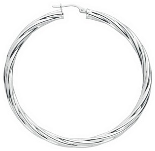 Silver hoop earrings High polish Sterling Silver Circle twist 3mm, 10 grams.