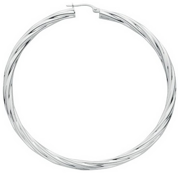 Silver hoop earrings High polish Sterling Silver Circle twist 3mm, 12 grams.
