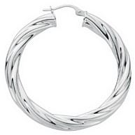 Silver hoop earrings High polish Sterling Silver Circle twist 4mm, 8.5 grams.