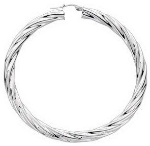 Silver hoop earrings High polish Sterling Silver Circle twist 4mm, 13.2 grams.