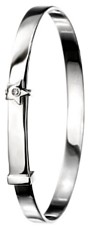 Silver bangle High polish Sterling Silver Diamond Childs bangle 40-50mm diam, 5.9 grams.