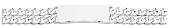 Silver bracelet High polish Sterling Silver Mens Identity double curb 8.5 inch, 43 grams.