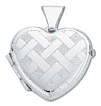Silver pendant High polish Sterling Silver Heart small crosshatch