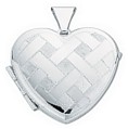 Silver pendant High polish Sterling Silver Heart crosshatch