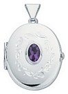 Silver pendant High polish Sterling Silver Amethyst Oval patterned oval and jewel