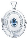 Silver pendant High polish Sterling Silver Blue topaz Oval patterned oval and jewel