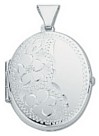 Silver pendant High polish Sterling Silver Oval patterned locket