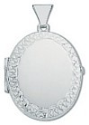 Silver pendant High polish Sterling Silver Oval patterned edge locket