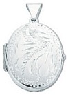Silver pendant High polish Sterling Silver Oval patterned locket