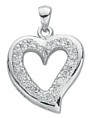 Silver pendant Sterling Silver Clear zirconium Heart jewelled, 2.5 grams.