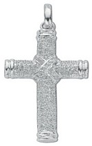 Silver pendant High polish Sterling Silver Clear zirconium Cross jewelled 40mm, 4 grams.