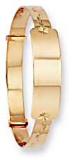 Gold bangle High polish 9ct gold Babies wide rectangle stem pattern, 4.9 grams.