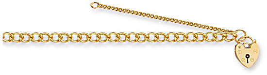 Gold bracelet High polish 9ct gold 4.7mm width charm carrier with safety chain, 9.0 grams.
