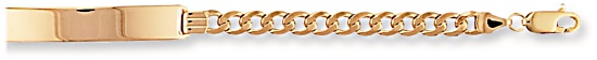 Gold bracelet High polish 9ct gold Identity curb link width 5.4mm 7.5 inch length, 7.0 grams.