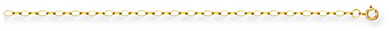 Gold chain 16 inch High polish 9ct gold 1.5mm width belcher oval, 0.6 grams.