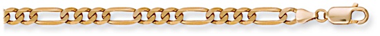 Gold bracelet High polish 9ct gold Ladies 5.5mm by 1.4mm figaro 7.5 inch, 7.3 grams.
