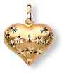 Gold pendant Brushed 9ct gold Rounded heart with stars