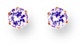 Gold stud earrings Lavender CZ High polish 9ct Gold 4mm round