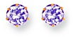 Gold stud earrings Lavender CZ High polish 9ct Gold 6mm round