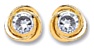 Gold stud earrings Clear zirconium High polish 9ct gold Square bar knot