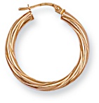 Gold hoop earrings High polish 9ct gold Star twist 26mm, 1.3 grams.