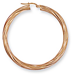 Gold hoop earrings High polish 9ct gold Star twist 47mm, 3.6 grams.