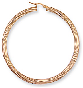 Gold hoop earrings High polish 9ct gold Star twist 57mm, 4.2 grams.