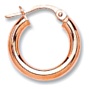 Gold hoop earrings High polish 9ct rose gold Round tube 15mm diameter, 0.8 grams.