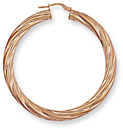 Gold hoop earrings High polish 9ct gold Star twist chunky 47mm, 5.1 grams.