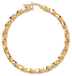 Gold hoop earrings High polish 9ct gold Square twist 46mm, 2.5 grams.