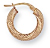 Gold hoop earrings High polish 9ct gold Circle knurled twist 15mm, 0.9 grams.
