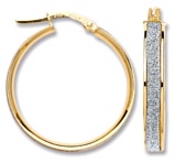 Gold hoop earrings High polish 9ct gold Bowl shape moondust 25mm, 2.1 grams.