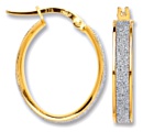 Gold hoop earrings High polish 9ct gold Oval moondust 22mm height, 1.6 grams.