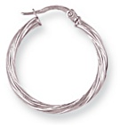 Gold hoop earrings High polish 9ct white gold Star twist 24mm, 1.1 grams.