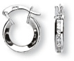Gold hoop earrings High polish 9ct white gold Clear zirconium Triangular jewelled 12mm, 1.6 grams.