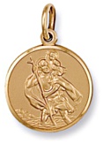 Gold pendant High polish 9ct gold St Christopher round large, 5.4 grams.