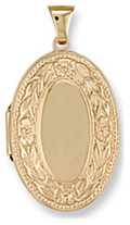 Gold pendant High polish 9ct gold Oval plain flower border