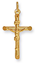 Gold pendant High polish 9ct gold 40mm crucifix circular hollow, 1.6 grams.